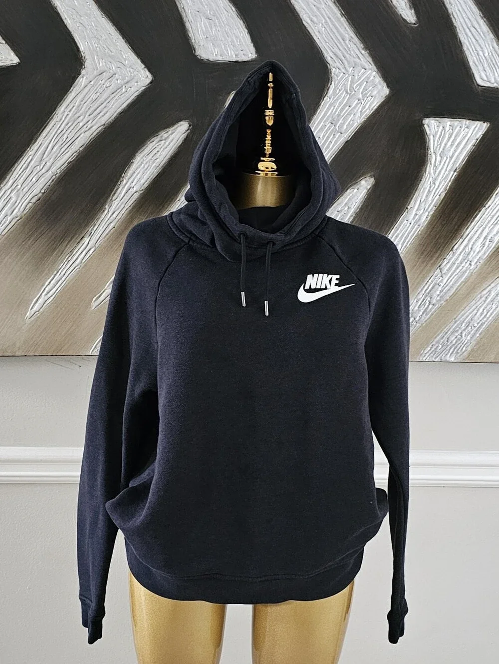 Nike Black Fleece Pullover Hoodie Sweatshirt Size S